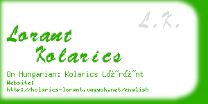 lorant kolarics business card